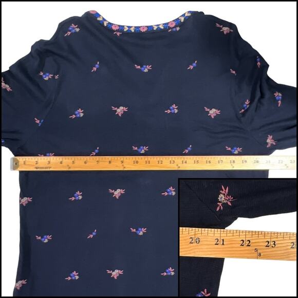 Lucky Brand Floral Sweater Top Size XL Black Algodon Viscose Linen Size XL - Picture 9 of 12